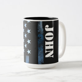 Caneca De Café Em Dois Tons Mug de nome de linha azul fino