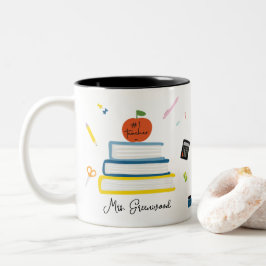 Caneca De Café Em Dois Tons Mug de nome de professor personalizado e bonito