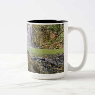 Caneca De Café Em Dois Tons Mug de Oásis em Cascata - Floresta Verde e Pedra R