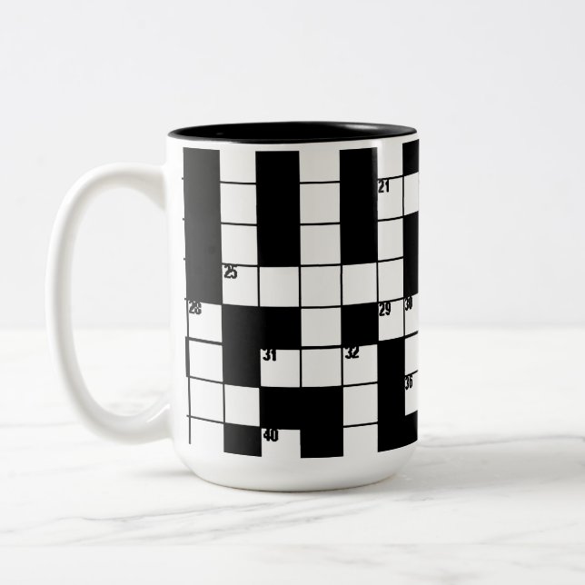 Caneca De Café Em Dois Tons Mug de Padrão de Quebra-cabeça de Palavra Cruzada (Esquerda)