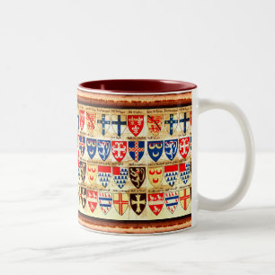 Caneca De Café Em Dois Tons Mug de padrão heráldico decorativo