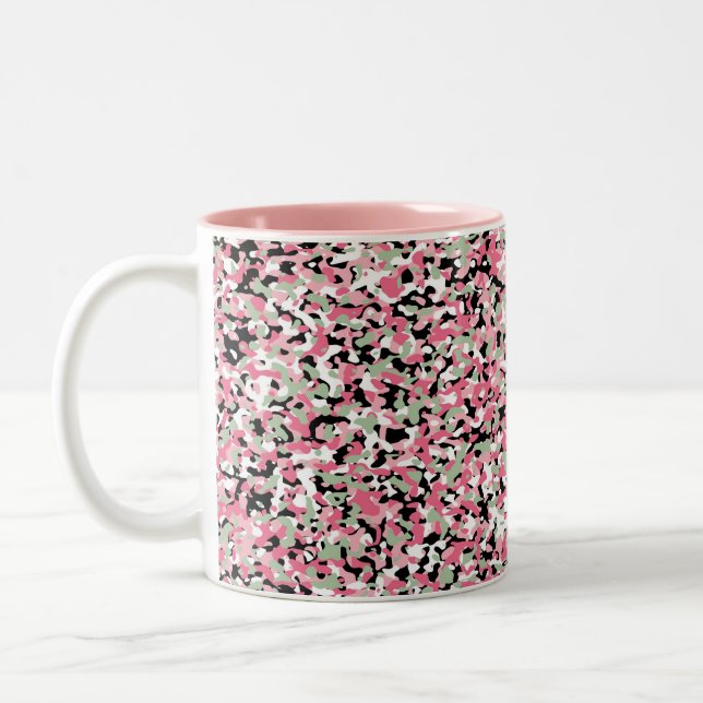 Caneca De Café Em Dois Tons Mug de padrão Micro Camo rosa e verde (Esquerda)