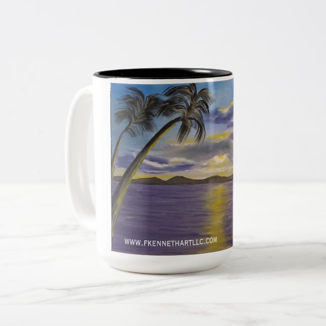 Caneca De Café Em Dois Tons Mug de risco de lavanda (Frente Esquerda)