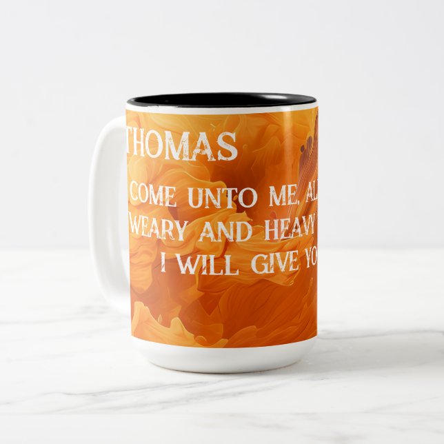 Caneca De Café Em Dois Tons Mug de script personalizado (Frente Esquerda)