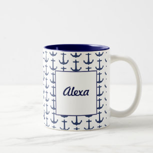 Caneca De Café Em Dois Tons Mug de Tema Náutico Personalizado
