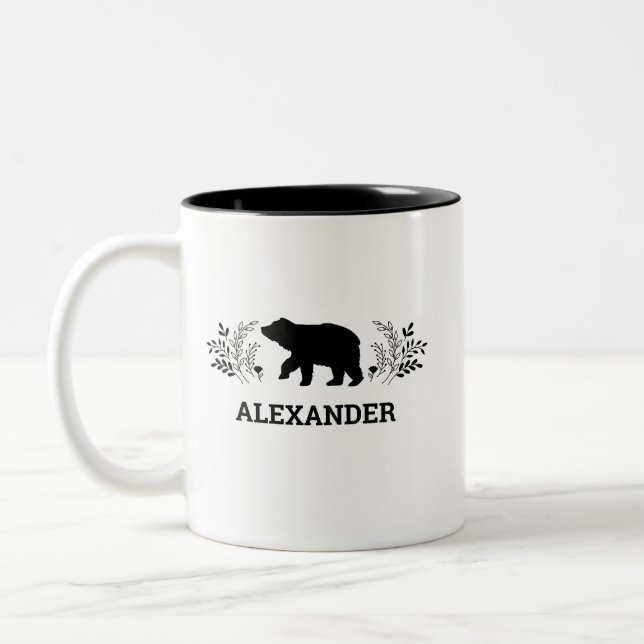 Caneca De Café Em Dois Tons Mug de Urso Branco Preto Personalizado (Esquerda)