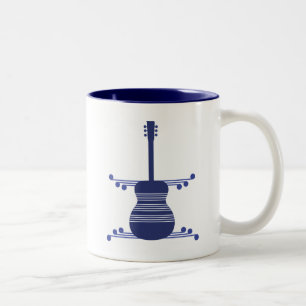 Caneca De Café Em Dois Tons Mug de Violão Retro, Marinho Azul