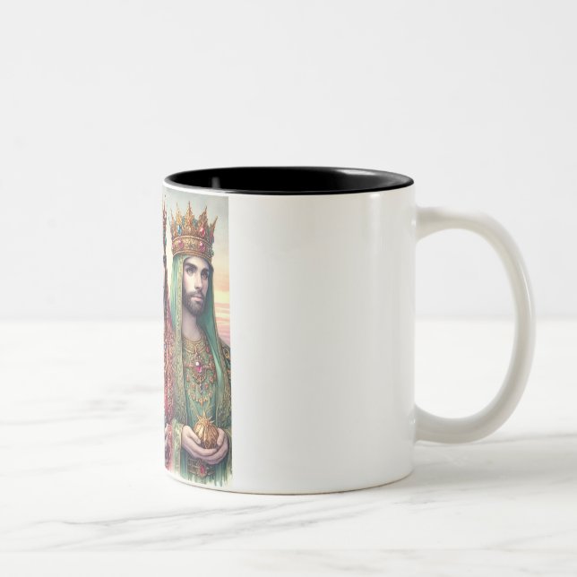 Caneca De Café Em Dois Tons Mug des Trois Rois Mages - Ilustração Élégante (Direita)