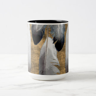 Caneca De Café Em Dois Tons Mug, Designer de Penas de Paz Americano Nativo