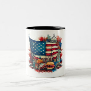 Caneca De Café Em Dois Tons Mug do Orgulho Americano - Design Patriótico