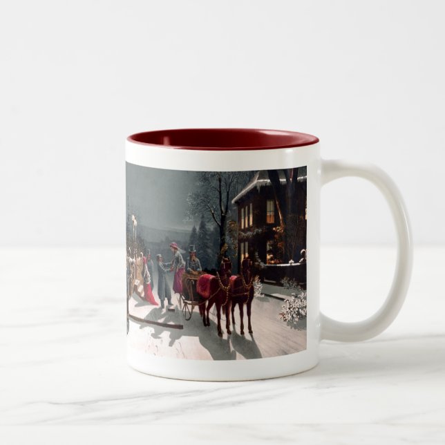 Caneca De Café Em Dois Tons Mug do Partido do Natal Vitoriano (Direita)