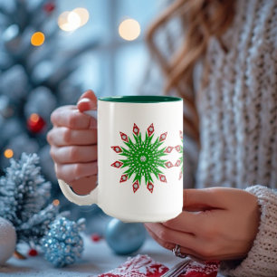 Caneca De Café Em Dois Tons Mug do Partido dos Flocos de Neve do Natal Verde d