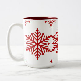 Caneca De Café Em Dois Tons Mug do Partido dos Flocos de Neve do Natal Vermelh