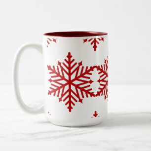 Caneca De Café Em Dois Tons Mug do Partido dos Flocos de Neve do Natal Vermelh