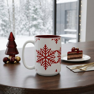 Caneca De Café Em Dois Tons Mug do Partido dos Flocos de Neve do Natal Vermelh