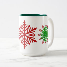 Caneca De Café Em Dois Tons Mug do Partido dos Flocos de Neve Verde Vermelho d
