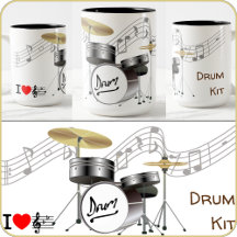 MUG - Drum Kit Design - I Heart Music