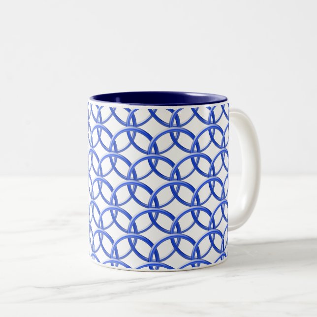 Caneca De Café Em Dois Tons Mug - Encaixando os toques azuis (Frente Esquerda)