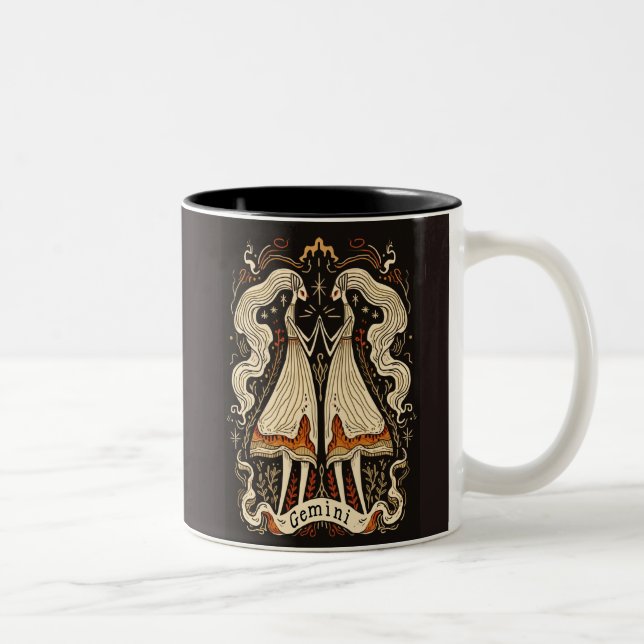 Caneca De Café Em Dois Tons Mug Gemini Celestial Zodiac Art (Direita)