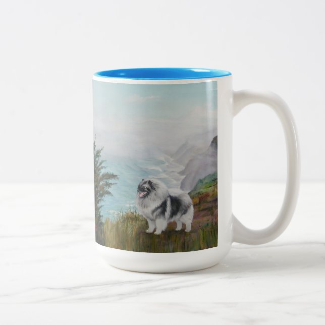 Caneca De Café Em Dois Tons Mug grande com Keeshond (Direita)