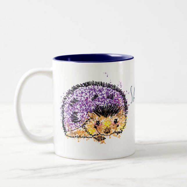 Caneca De Café Em Dois Tons Mug Hedgehog Personalizado (Esquerda)