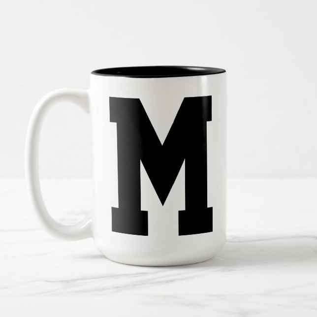 Caneca De Café Em Dois Tons Mug inicial personalizado (Esquerda)