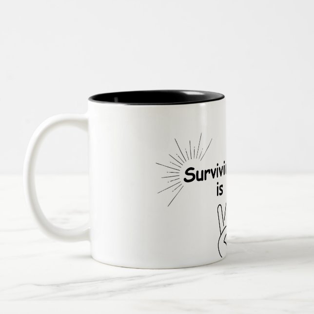 Caneca De Café Em Dois Tons Mug Inspiracional - "Sobreviver Silentemente é uma (Esquerda)