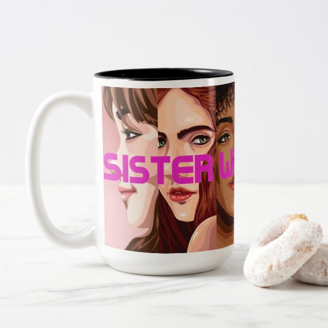 Caneca De Café Em Dois Tons Mug (Irmã Wives Power) (Com Donut)
