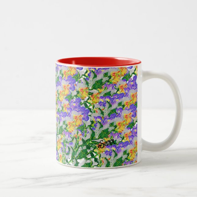Caneca De Café Em Dois Tons Mug: Jardim De Flores (Direita)