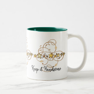 Caneca De Café Em Dois Tons Mug Mantenha-o bonitão Dourado Stars Verde