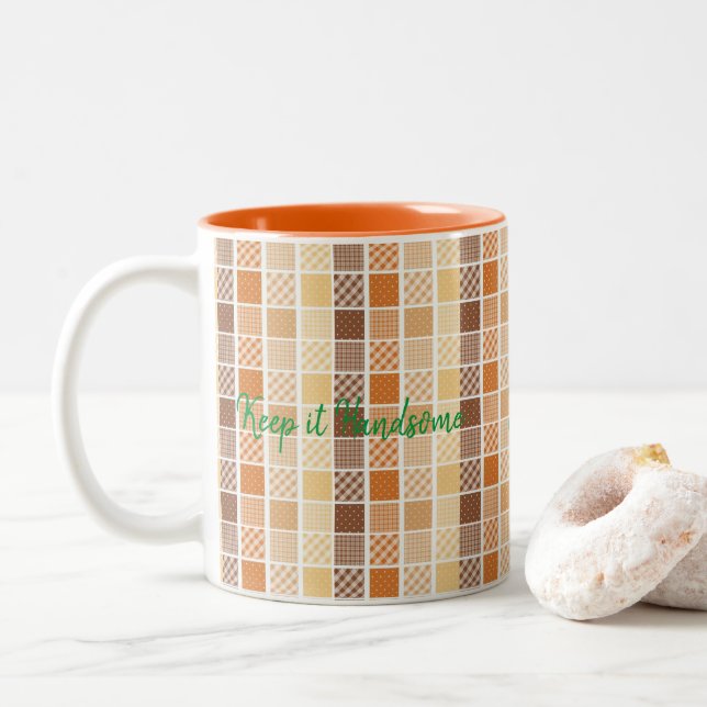Caneca De Café Em Dois Tons Mug Mantenha-o bonito laranja (Com Donut)