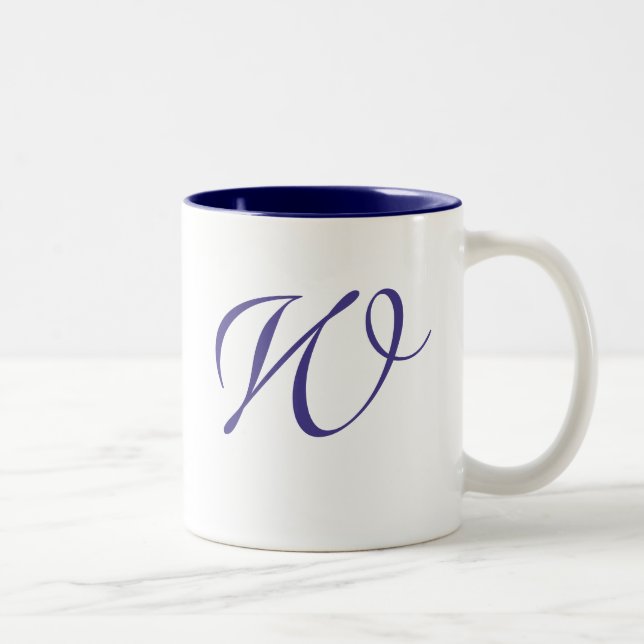 Caneca De Café Em Dois Tons Mug Monograma para Azul Escuro (Direita)