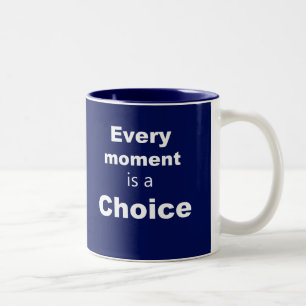 Caneca De Café Em Dois Tons Mug Motivacional - Azul - "A Cada Momento"