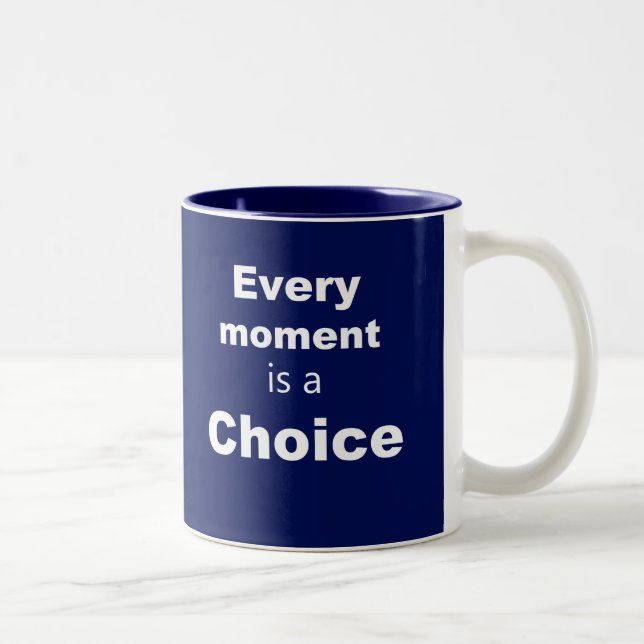 Caneca De Café Em Dois Tons Mug Motivacional - Azul - "A Cada Momento" (Direita)