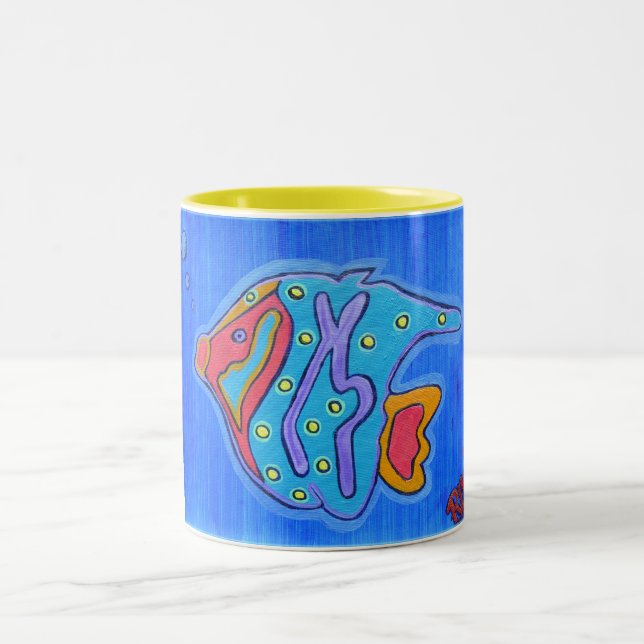 Caneca De Café Em Dois Tons Mug - Peixes Tropicais Vibrantes (Centro)