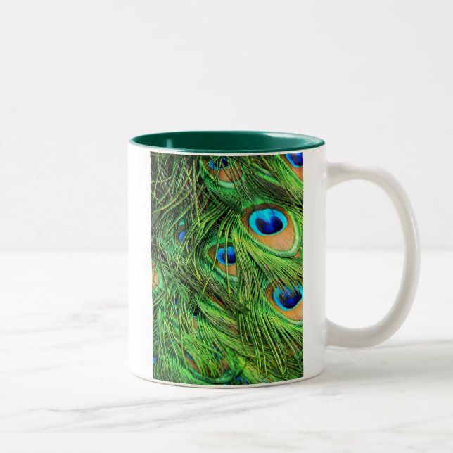 Caneca De Café Em Dois Tons Mug, Penas de Peacock (Direita)