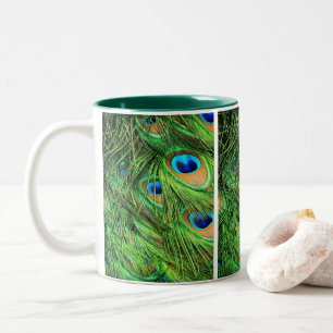 Caneca De Café Em Dois Tons Mug, Penas De Peacock