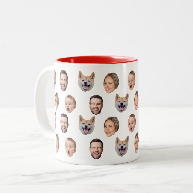 Caneca De Café Em Dois Tons Mug Personalizado Da Família Fotográfica, 4 Fotogr (Frente Esquerda)