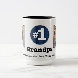 Caneca De Café Em Dois Tons Mug Personalizado de Fotografia do Avô 2 Número Um