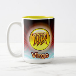 CANECA DE CAFÉ EM DOIS TONS MUG PERSONALIZADO ZODIAC VIRGO AMARELO