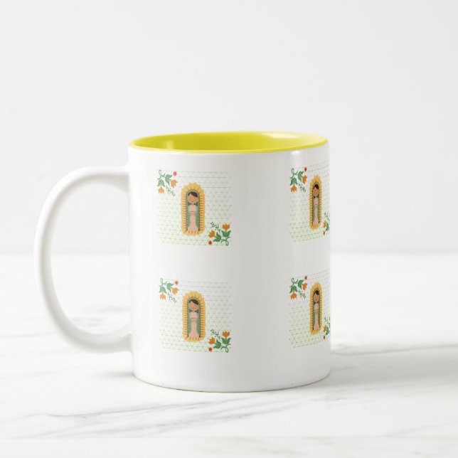 Caneca De Café Em Dois Tons Mug Religioso Católico, Virgen de Guadalupe (Esquerda)