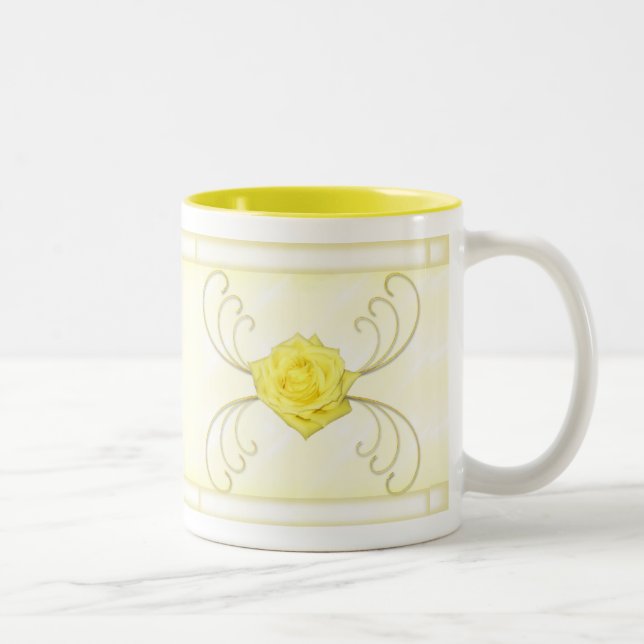 Caneca De Café Em Dois Tons Mug Rosa Amarelo (Direita)
