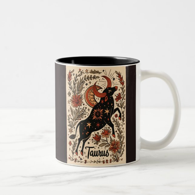 Caneca De Café Em Dois Tons Mug Taurus Celestial Zodiac Art (Direita)