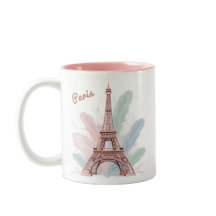 Mug Torre Eiffel Paris com Penas de Pastel
