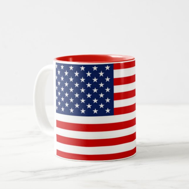 Caneca De Café Em Dois Tons Mug USA Flag (Frente Esquerda)