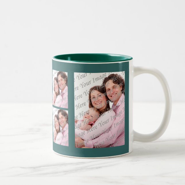 Caneca De Café Em Dois Tons Mug Verde de Foto Personalizado (Direita)