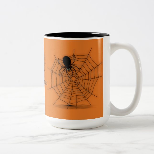 Caneca De Café Em Dois Tons Mug Web de Aranha Preta e Laranja Personalizado (Direita)