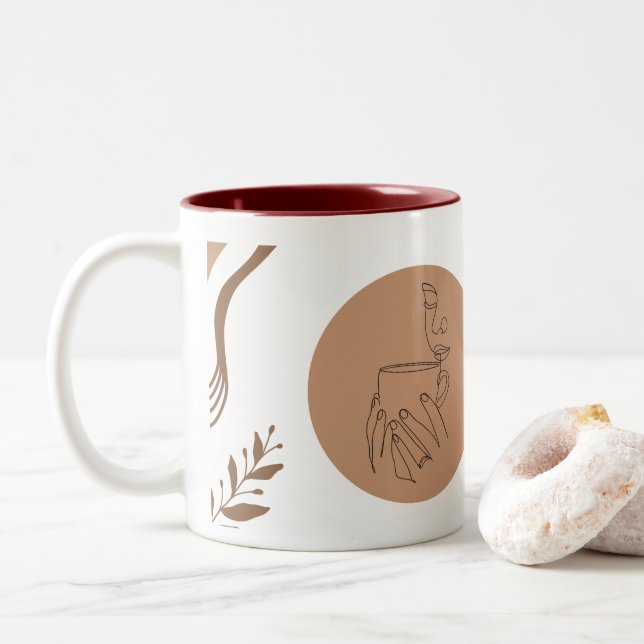 Caneca De Café Em Dois Tons Mug with legend life is better after coffee (Com Donut)