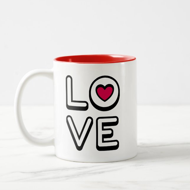 Caneca De Café Em Dois Tons Mug with the word LOVE (Esquerda)