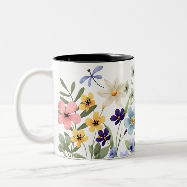 Caneca De Café Em Dois Tons Mug Wrap, Sublimation Design Flowers (Esquerda)